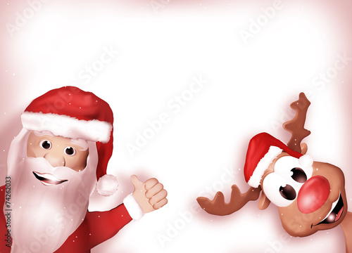 Santa and Reindeer Happy Christmas Feeling photo