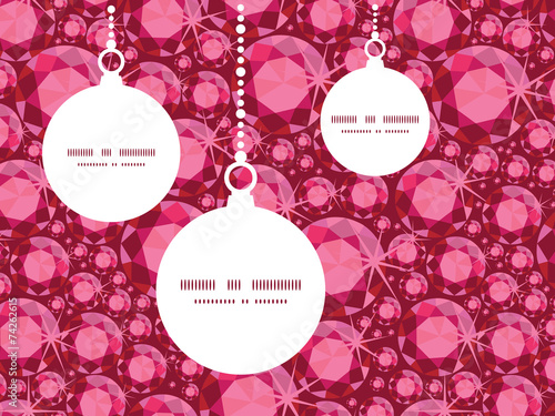 Vector ruby Christmas ornaments silhouettes pattern frame card