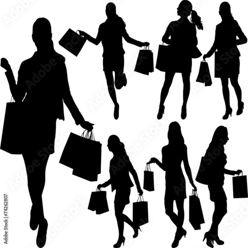 woman with shopping bags silhouettes