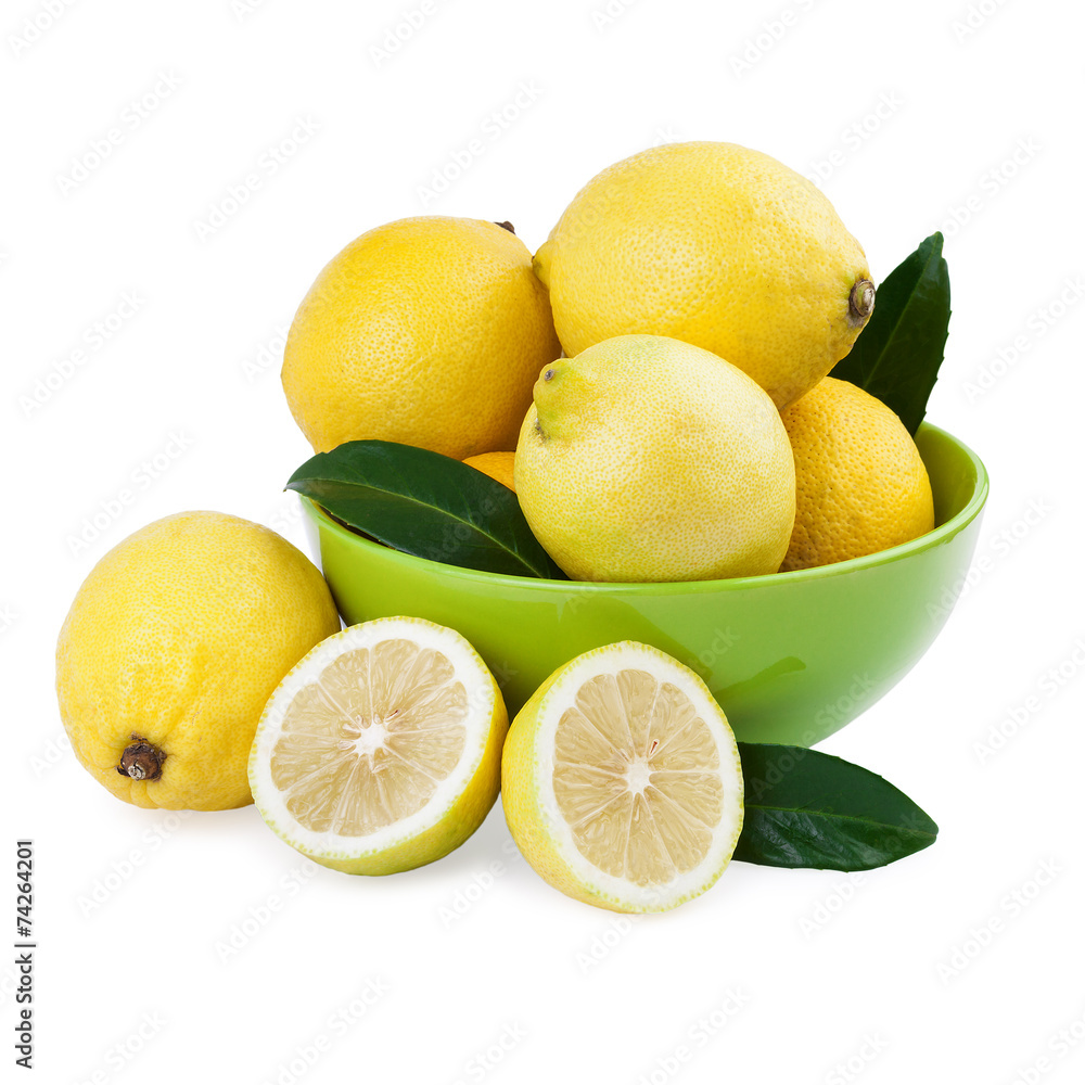 fresh lemons green bowl