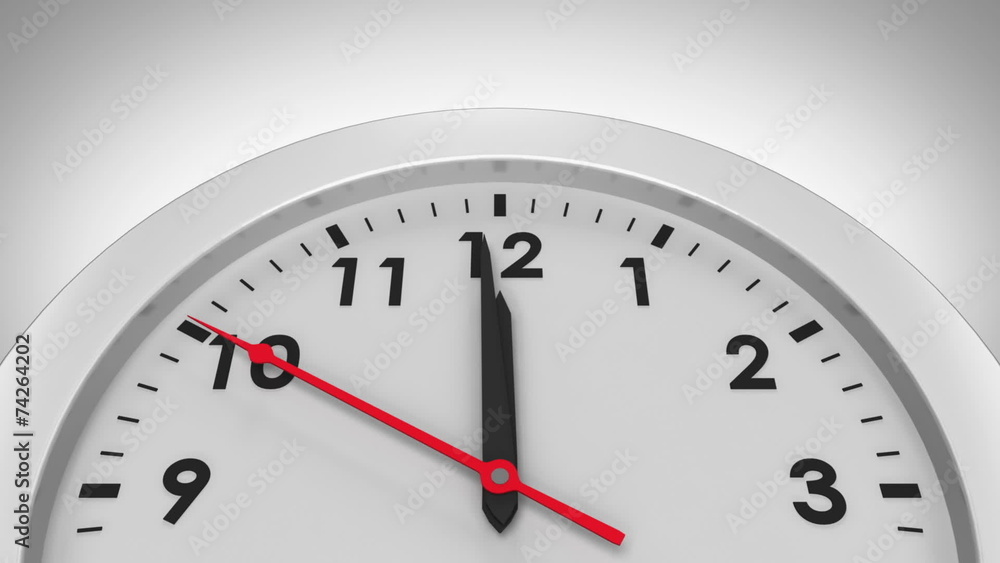 Clock ticking on white background Clock ticking on white background