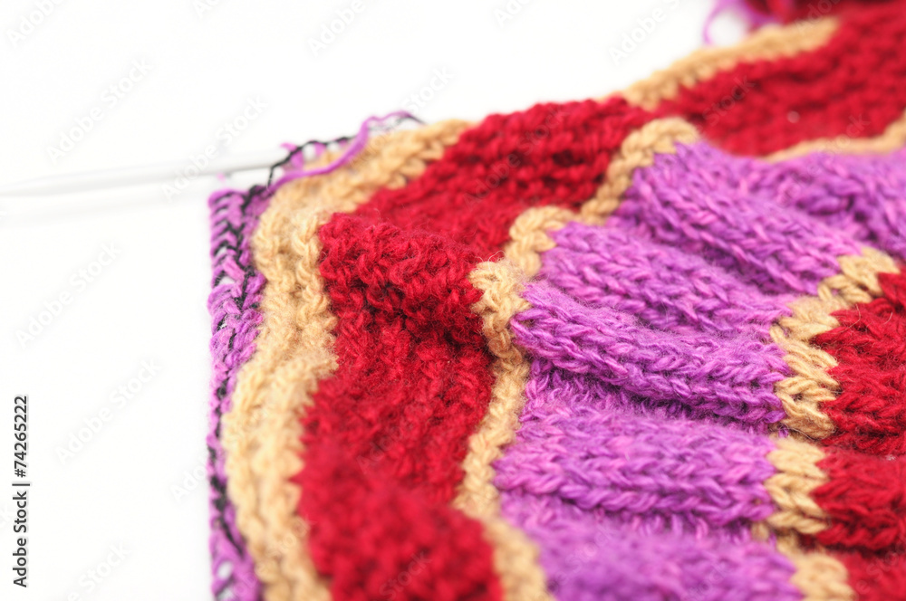 Fototapeta premium Color handmade needle knitting