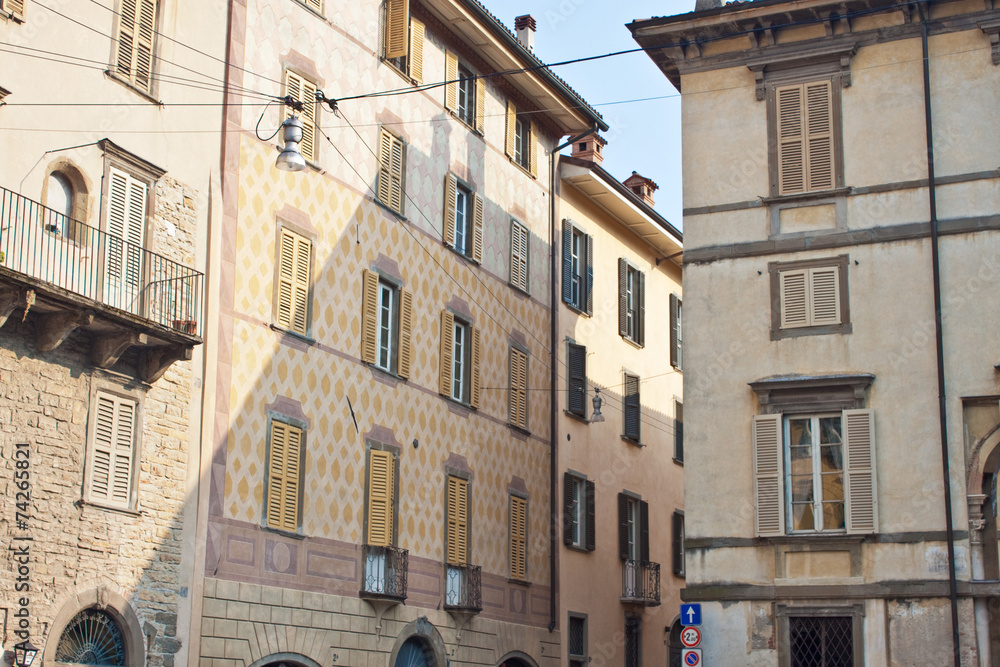 View of old houses in Bergamo
