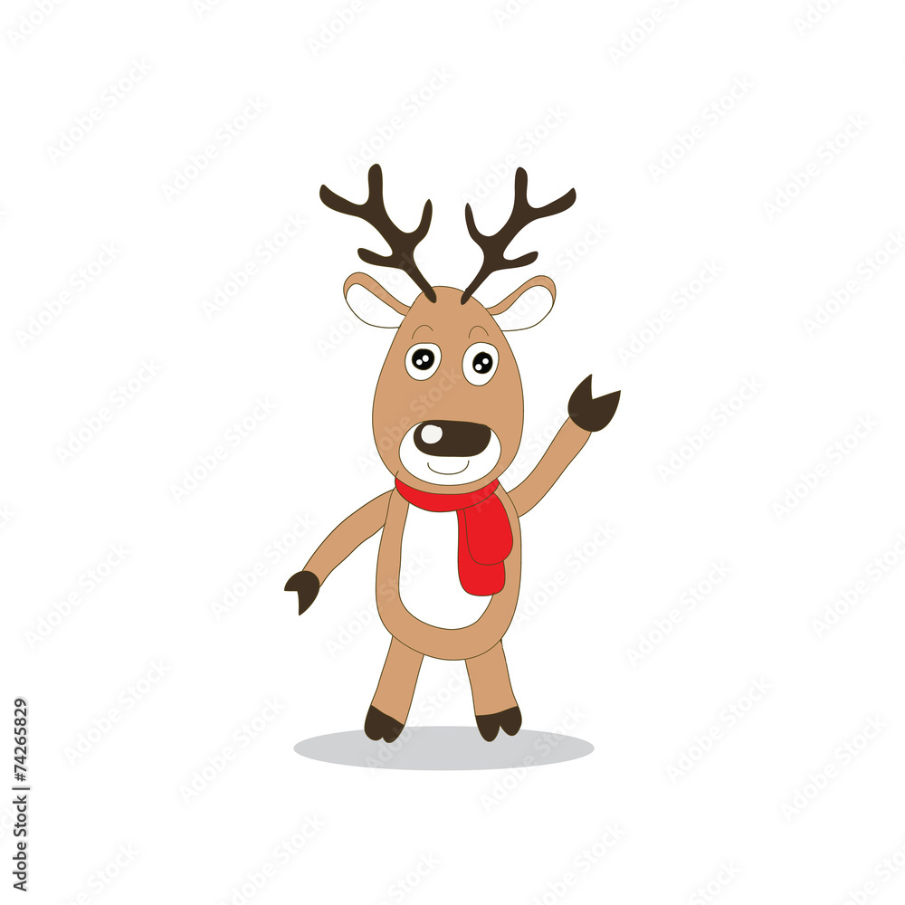 Obraz premium brown reindeer with red scarf standing