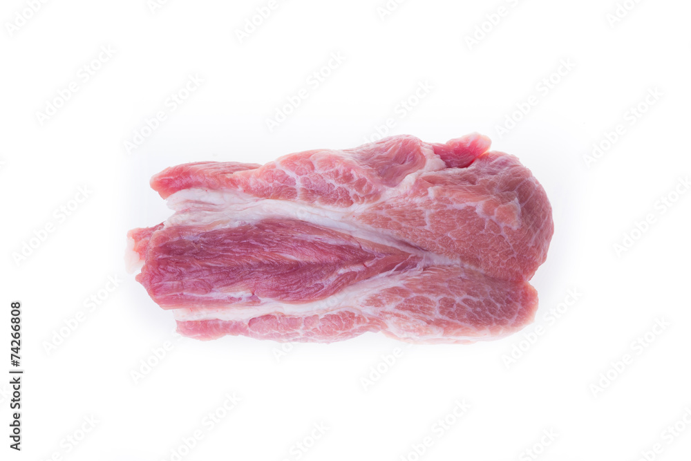 raw pork isolated on white background