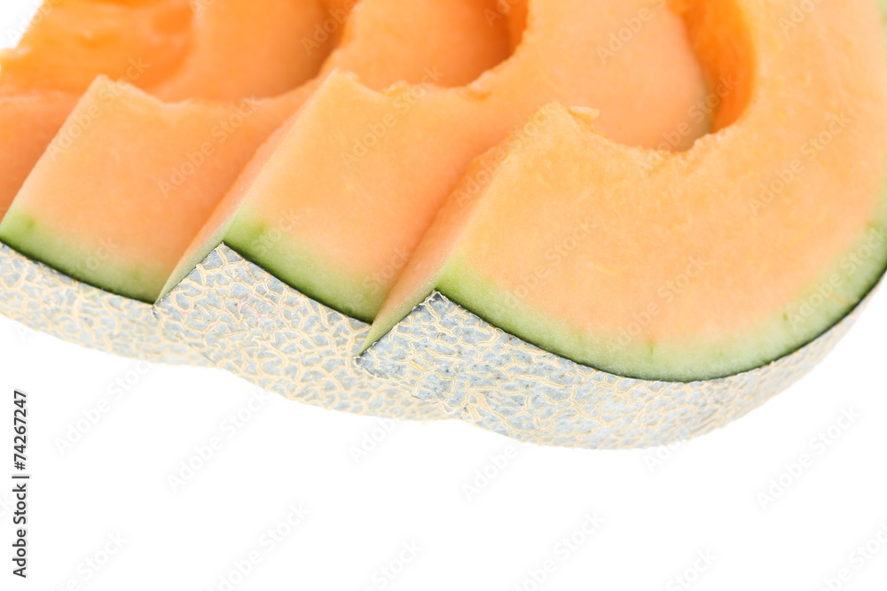cantaloupe melon slice isolated on white background cantaloupe melon slice isolated on white background