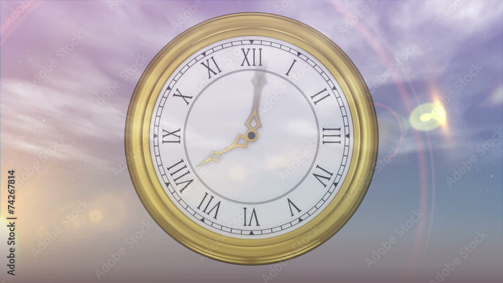 Moon and sun rising and falling with clock Moon and sun rising and falling with clock