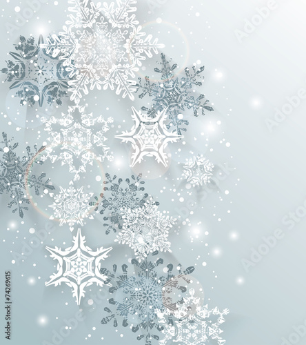 Silver winter abstract Christmas Background.