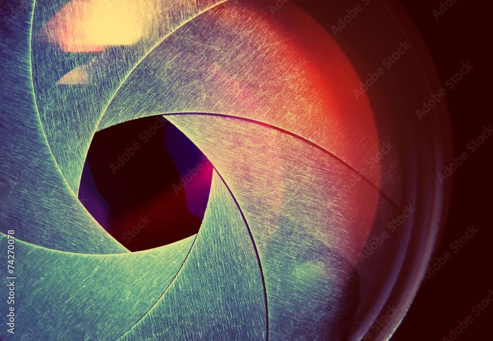Foto Camera lens. Retro stale.