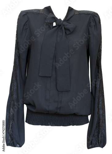 Fotografie Elegant vintage fashion black blouse isolated on white.