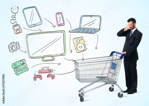 Businessman with shopping cart
