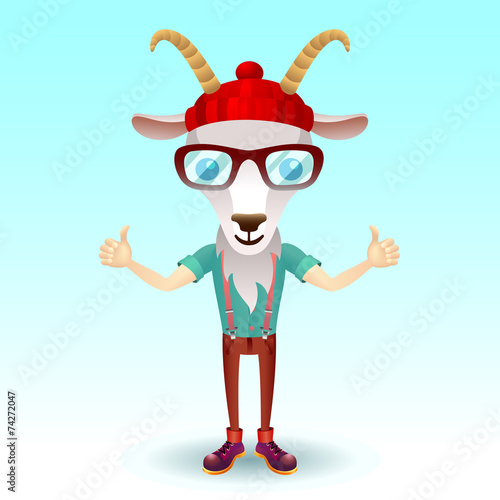 Goat hipster character