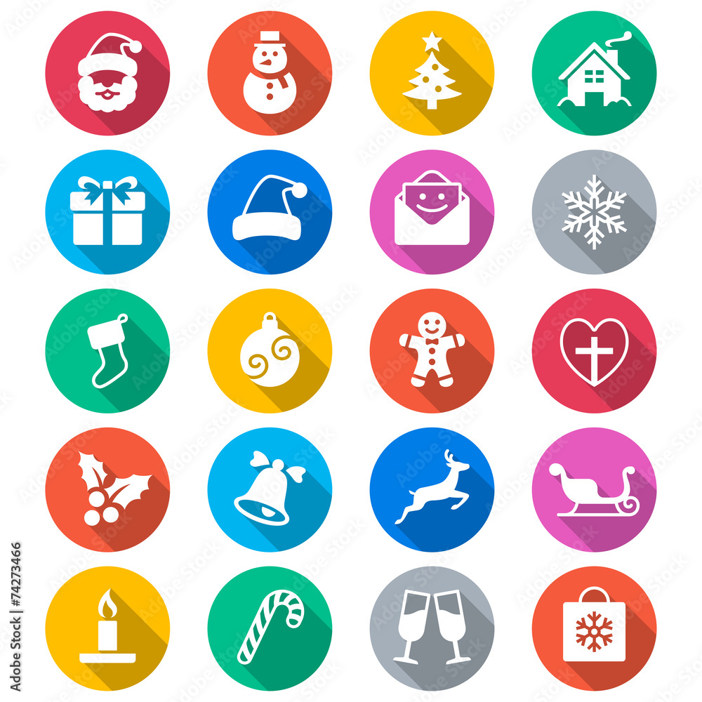 christmas flat color icons