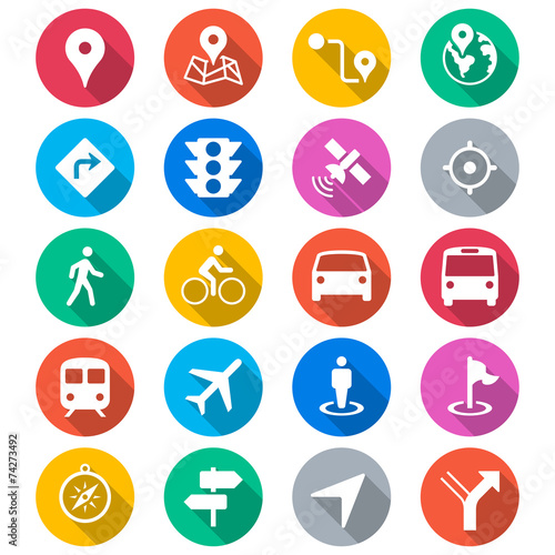 Navigation flat color icons