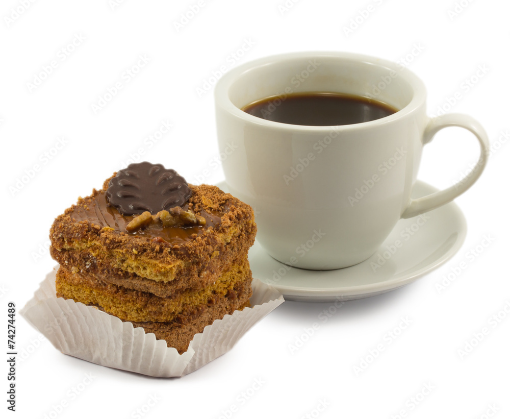 cake with walnuts isolated on white background cake with walnuts isolated on white background