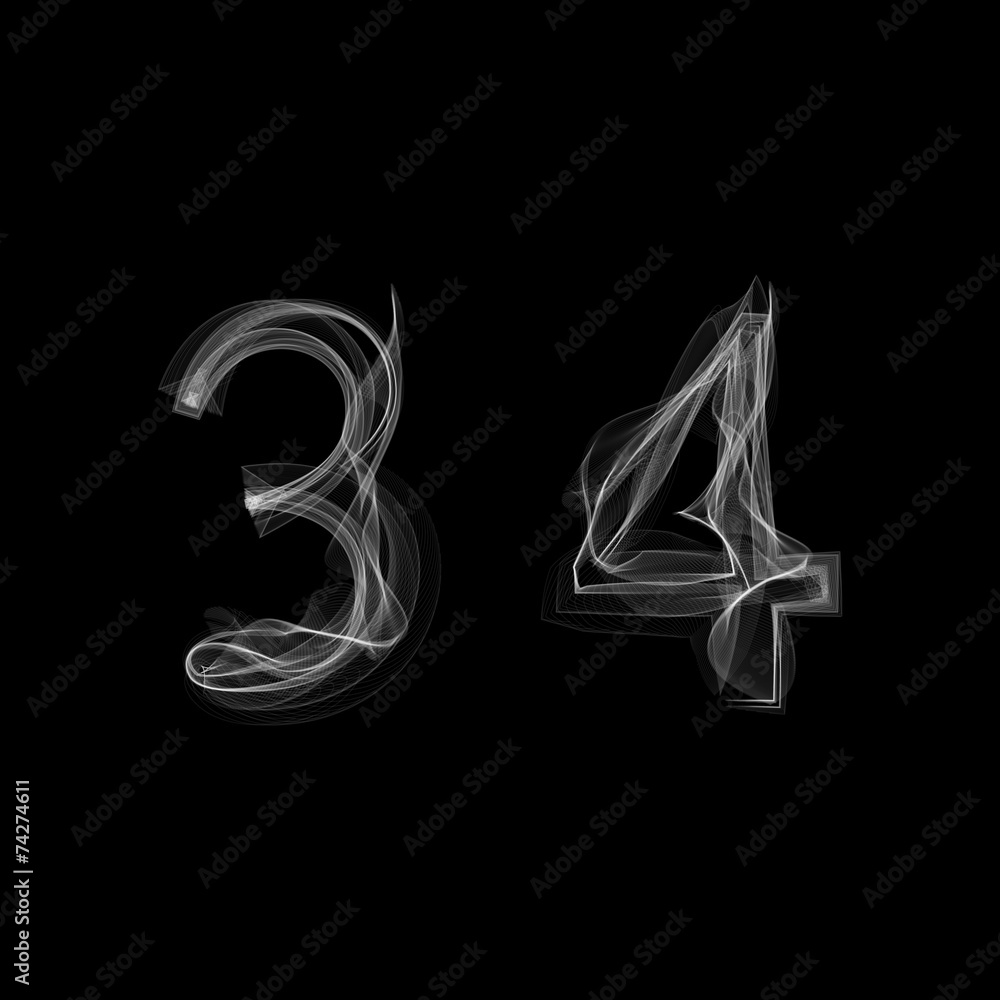 Smoke font. Numbers 3 4 Stock Vector Adobe Stock