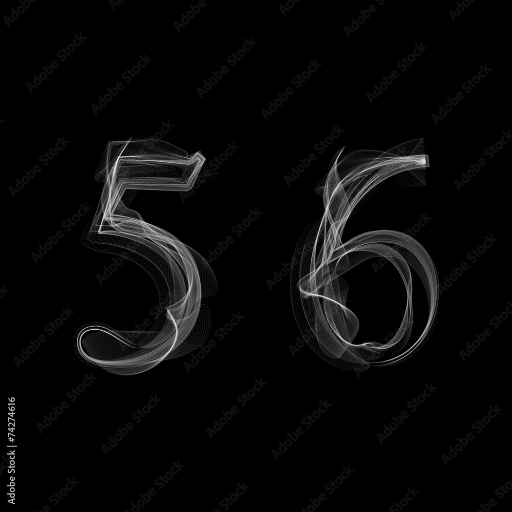 Smoke font. Numbers 5 6 Smoke font. Numbers 5 6