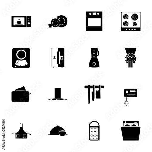 Kitchen silhouettes icons set