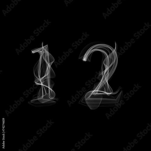 Smoke font. Numbers 1 2