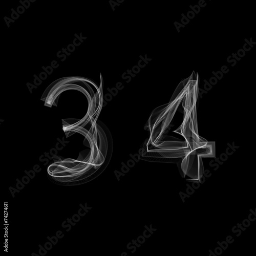 Smoke font. Numbers 3 4