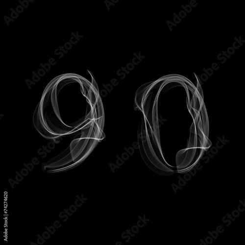 Smoke font. Numbers 9 0