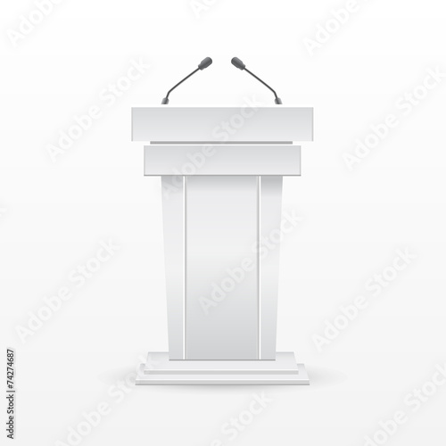 Tribune with microphones