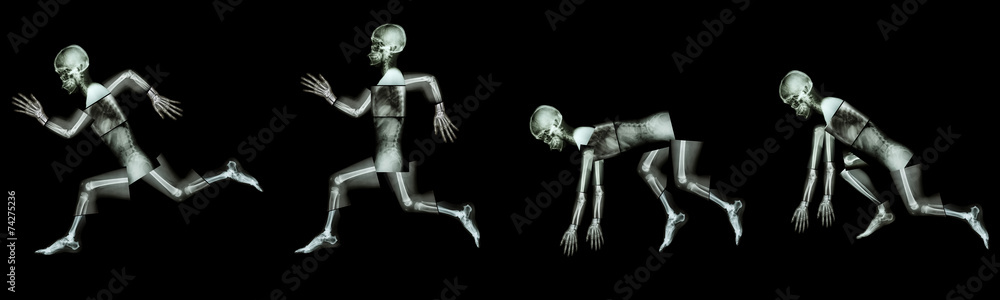 human bone is running. (step of run a race),(Whole body)