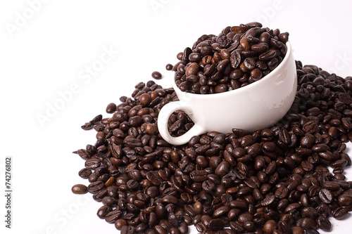 Coffee beans on white background