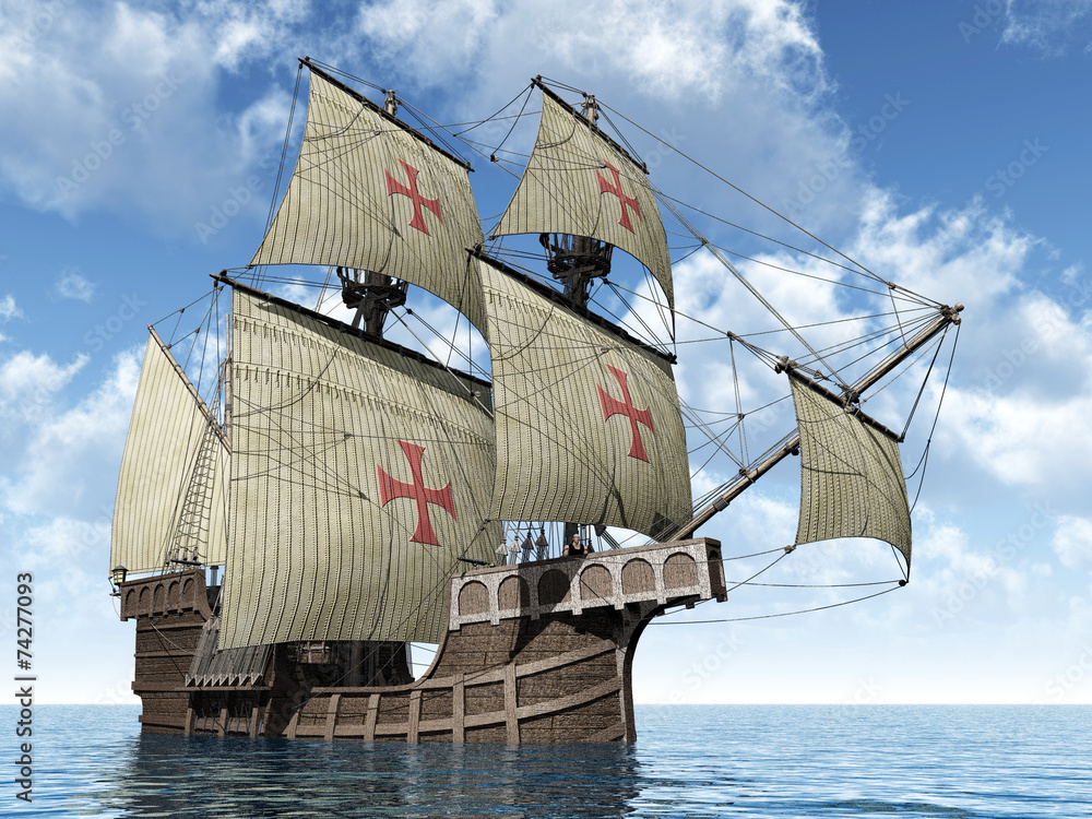 Naklejka premium Portuguese Caravel of the Fifteenth Century