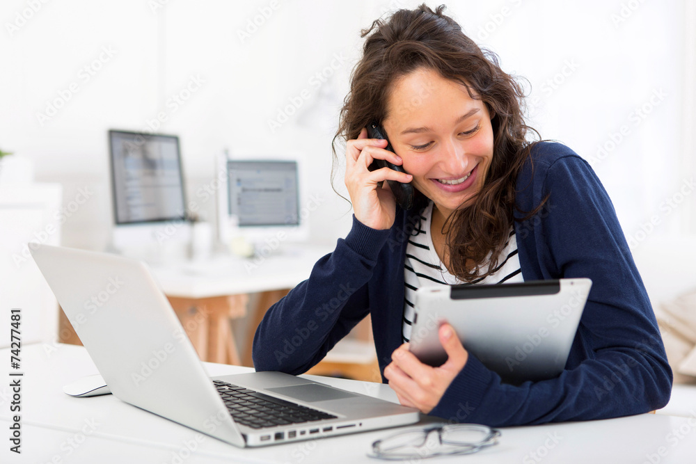 Young attractive student woman using tablet Young attractive student woman using tablet