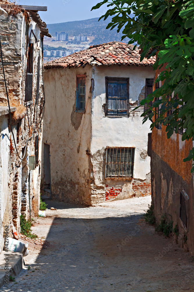 Rundown houses in Turkish village