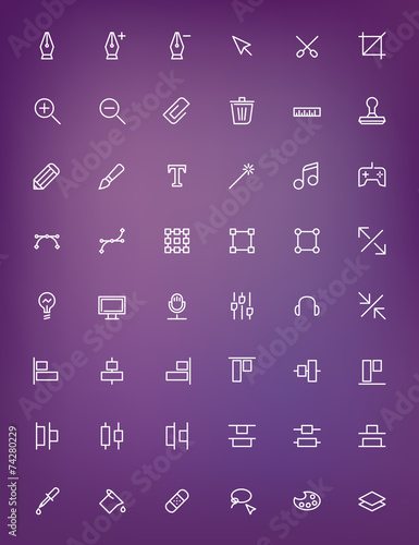 Thin line design tools icons set for web