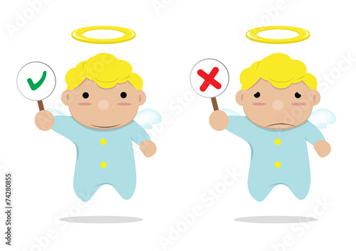 little angels with label Right or wrong