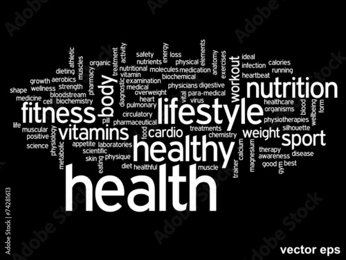 Vector conceptual health word cloud
