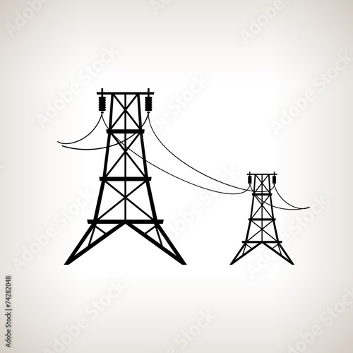 Silhouette high voltage power lines  , vector illustration