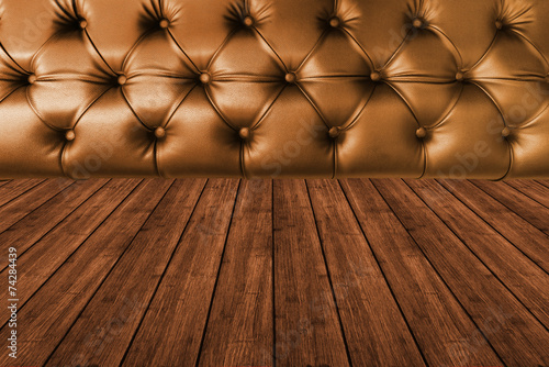 Fotografie dark brown  leather seat with dark wood texture plank timber
