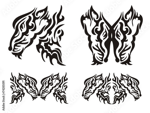 Tribal tattoo wild fox elements