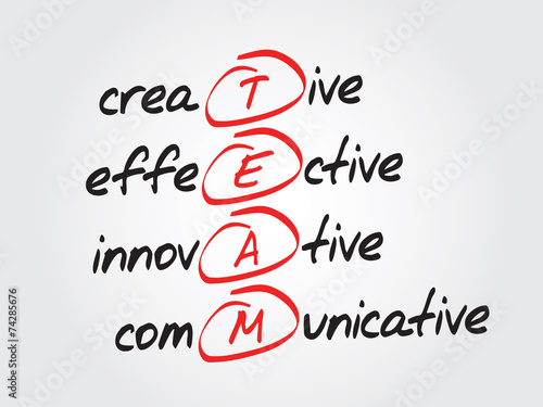 Hand writing TEAM, vector business concept acronym