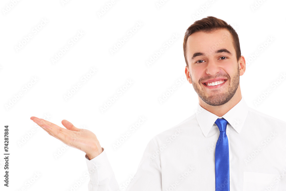 Businessman showing something Businessman showing something