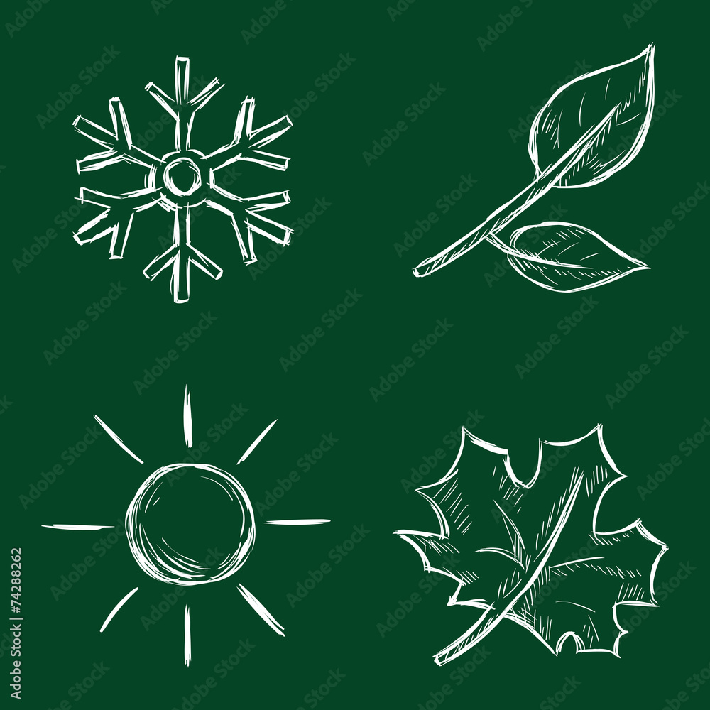 Vector Set of Chalk Season Icons