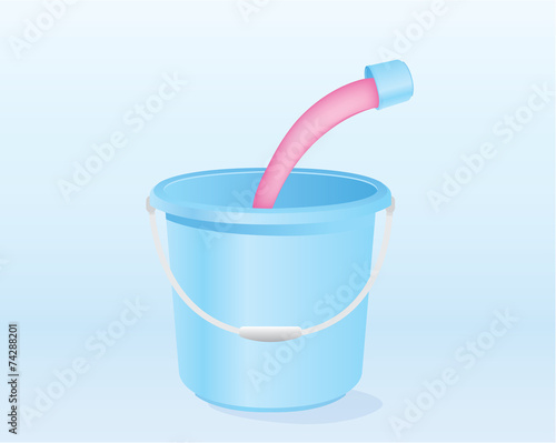 Pour liquid mixed with water in blue pail