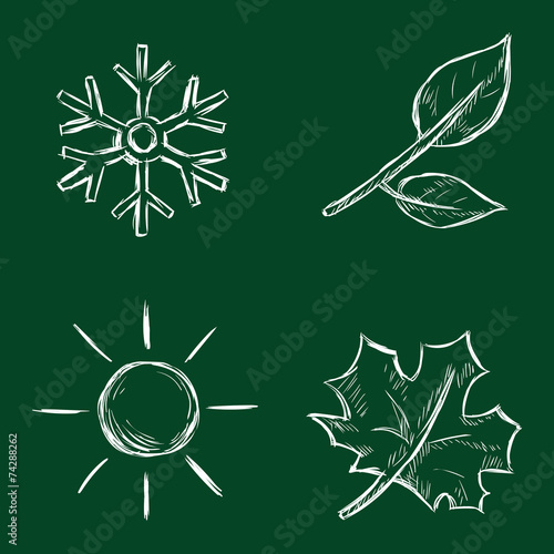 Vector Set of Chalk Season Icons