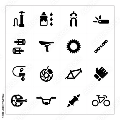Set icons of bicycle – parts and accessories