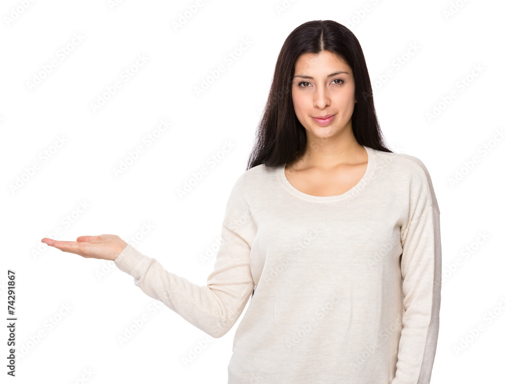 Woman with open hand palm Woman with open hand palm