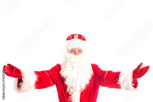 Santa Claus. Space for your text. Isolated on white.