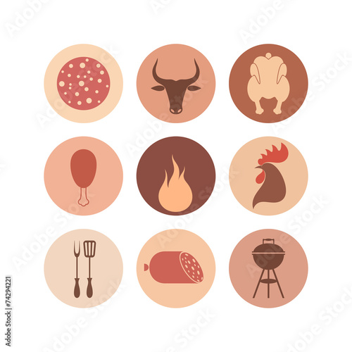 Barbecue grill. Icon set
