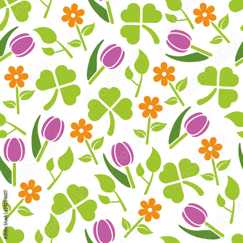 Fototapeta Naklejka Na Ścianę i Meble -  spring plants seamless pattern