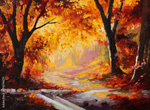 Oil Painting - autumn forest