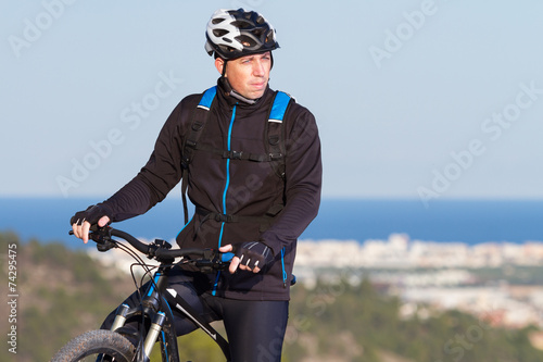 Mountain Bike cyclist enjoying view