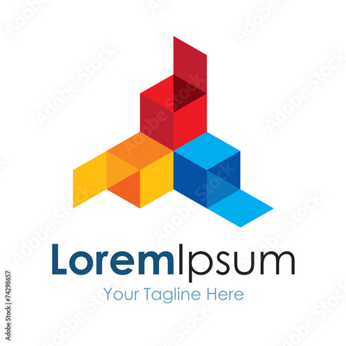 3 boxes basic colors new ideas concept elements icon logo
